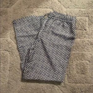 blue, white, and black trousers